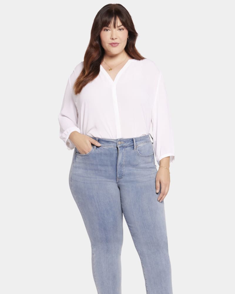 Front of a model wearing a size 14W High Rise Marilyn Ankle Jean in Crystalline by NYDJ. | dia_product_style_image_id:265593